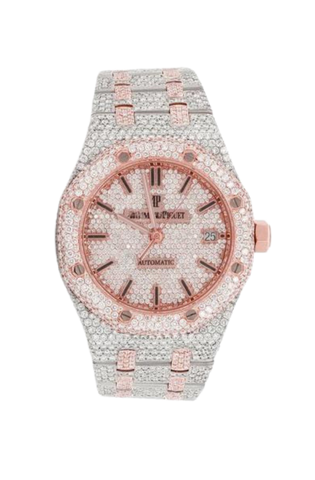 Fully Iced Out 18k Rose Gold & Steel 41MM Watch