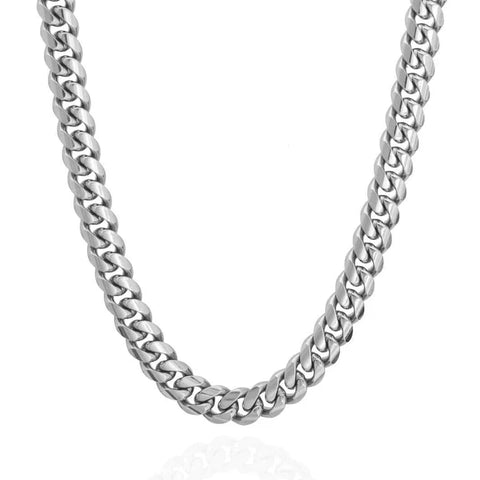 20MM CUBAN ICED CLASP CHAIN - WHITE GOLD