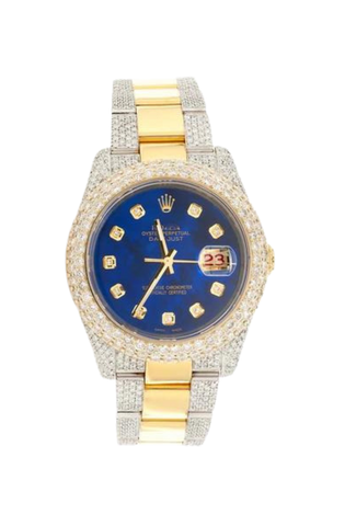Fully Iced Out 36MM 18k Yellow Gold & Steel Watch