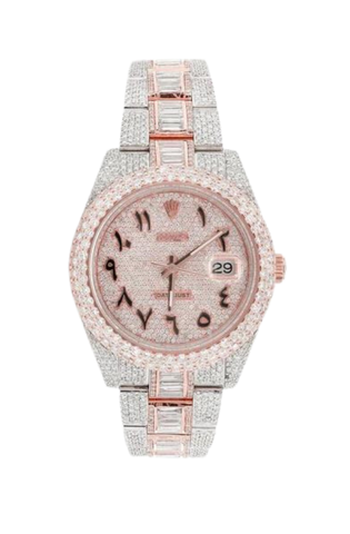 Fully Iced Out 41MM 18k Rose Gold & Steel Watch