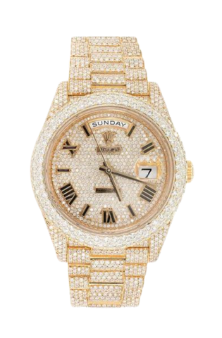 Fully Iced Out 40MM 18k Yellow Gold Watch