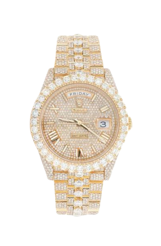 Fully Iced Out 40MM 18k Yellow Gold Watch