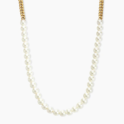 8mm Cuban Link Pearl Necklace  8mm