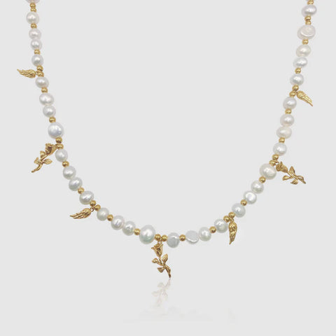 PENDANT REAL PEARL NECKLACE (GOLD)