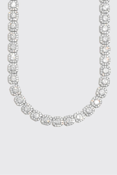 10MM CLUSTERED TENNIS CHAIN - WHITE GOLD