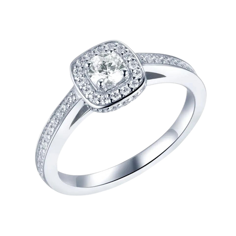 Elegant Solid Silver 925 Halo Stones Ring