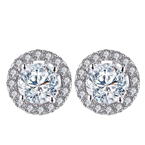 Round Cut 0.83ct D VS2 3EX 18k White Gold Diamond Stud Earrings