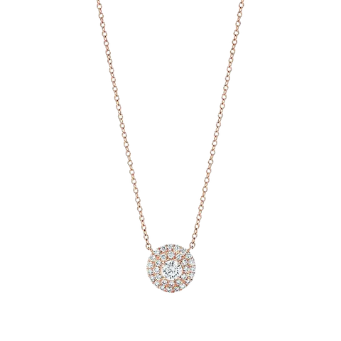 18K Rose Gold Round Cut Lab Grown Diamond Necklace