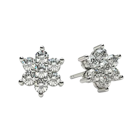 Luxury Flower Dazzling Diamond Studs Earrings