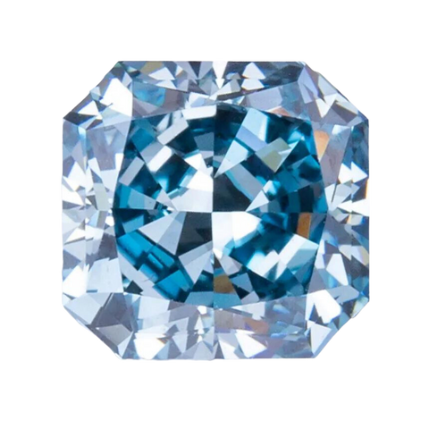 1.5ct Cornered Square VVS Fancy Intense Loose Green Blue HPHT Lab Created Diamond