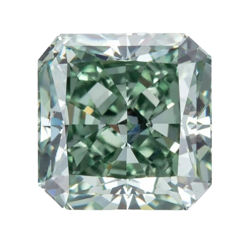 1.75CT Cut Cornered Square VS1 Loose CVD Lab Grown Yellowish Green Diamond