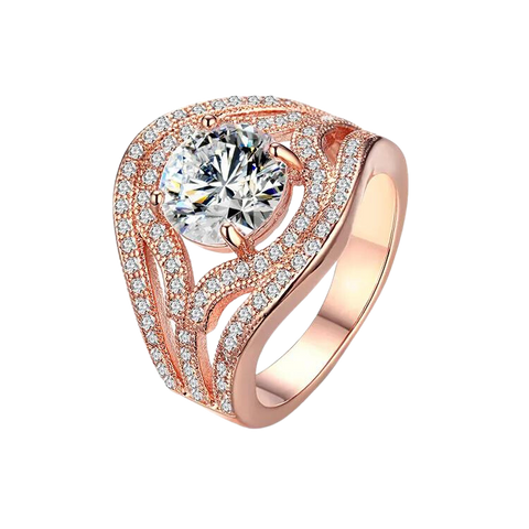925 Sterling Silver Rose Gold Zirconia Ring