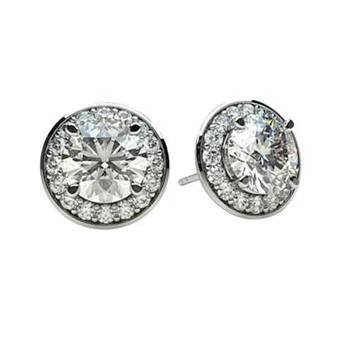 Fine Round Brilliant Cut Lab Grown Diamond Earrings