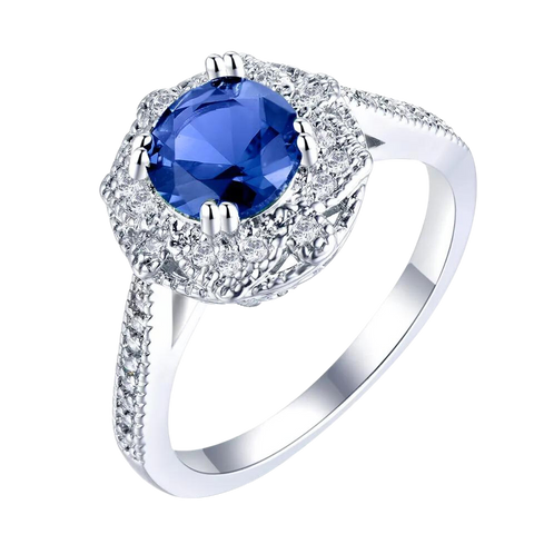 925 Sterling Silver Blue Cubic Zirconia Ring