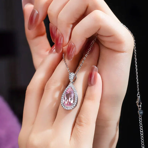 Pink Pear Diamond Necklace