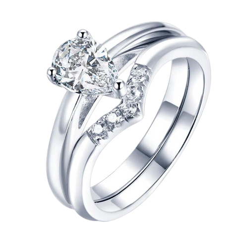 Fashion S925 Sterling Silver Pear Cut Engagement Ring