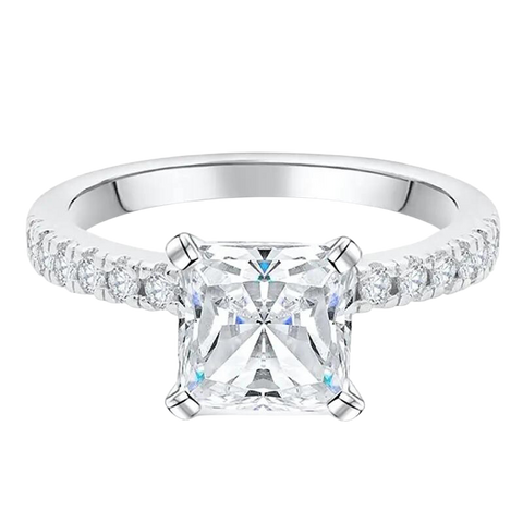 Trendy Sterling Silver 4 Prongs Zircon Diamond Ring