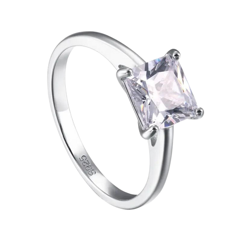 Solid Silver 925 Square Cz Stone Ring