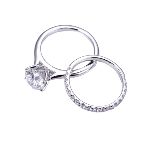 14k Gold Lab Diamond Engagement Ring Set